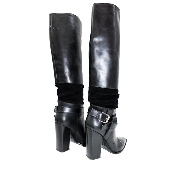$1,200 THAKOON ITALIAN WESTERN POINTED TOE THIGH HIGH LEATHER BOOTS BUCKLE 36 - Picture 6 of 11